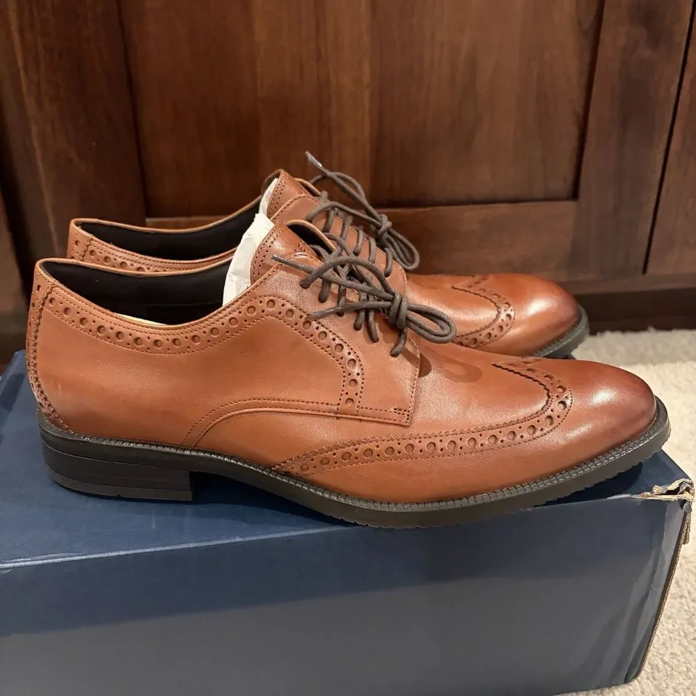 NIB Cole Haan Men's Modern Essentials Wing Oxford Shoe British Tan 9.5M EU 42.5